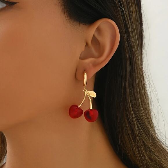 NEW Cherry Stud Earrings, Cherry Jewelry, Cherry Bomb Earrings, Y2k Jewelry - Picture 1 of 4